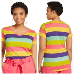 NY&C Striped V-Neck Tee